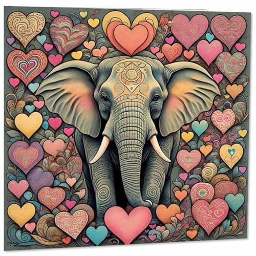 Elephant Love Heart Greeting Card - Premium 350gsm Birthday Card
