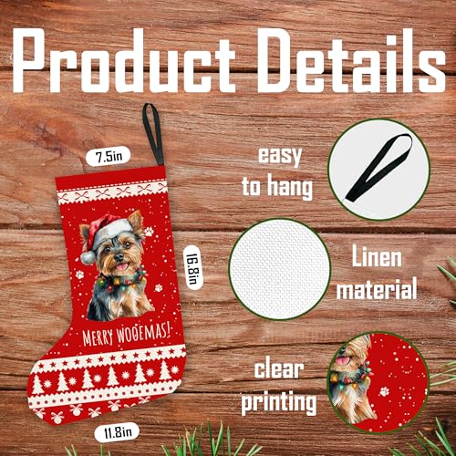 Yorkshire Terrier Christmas Stocking Dog Gift with Hanging Rope - Festive Holiday Decor