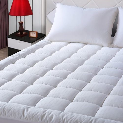 EASELAND Queen Size Mattress Pad - Quilted Pillow Top Protector with Cooling Cotton | Fits 8-21" Deep Pockets (60x80 inch, White)