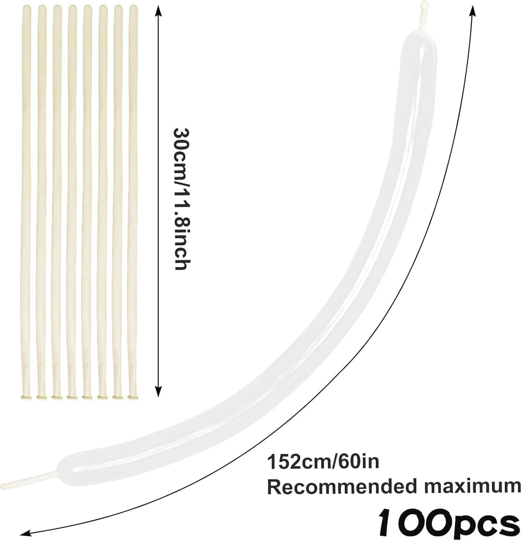 RUBFAC Clear Long Skinny Latex Balloons - 100pcs Transparent Twisting Balloons for Kids' Parties & Decorations
