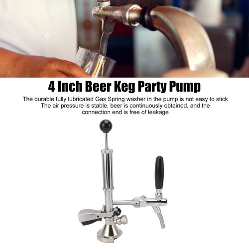 4" Keg Party Pump, Stainless Steel Keg Hand Pump, Probe Coupler Beer Tap for Keg with Distributor and Handle for Homebrew, Picnics, Welcome Parties, Wedding Events, And Family Gatherings