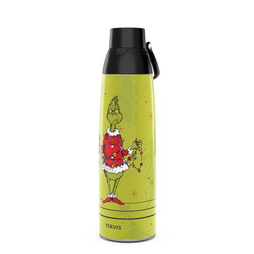 Tervis Venture Water Bottle Dr. Seuss - Grinchy Gleam Triple Insulated Tumbler Travel Cup Keeps Drinks Cold & Hot, 36oz, Stainless Steel