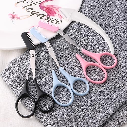 JIAKAI 3-Piece Eyebrow Trimmer Scissors with Comb and Razor