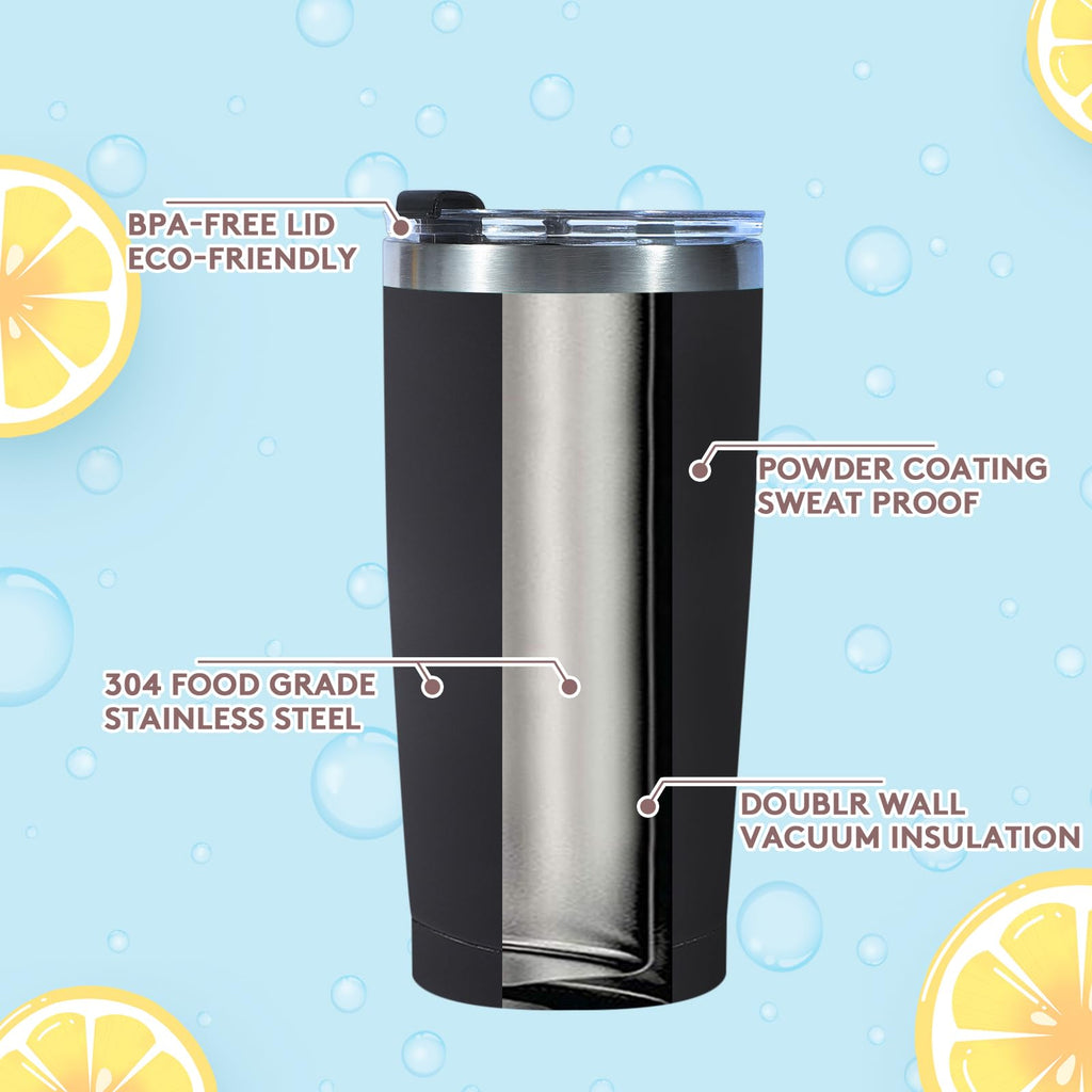 Dongni 20oz Tumbler Bulk Stainless Steel Vacuum Insulated Tumblers with Lid Double Wall Travel Mug Powder Coated Coffee Cup, Suitable for Ice Drinks and Hot Beverage（Mix 12 pack）