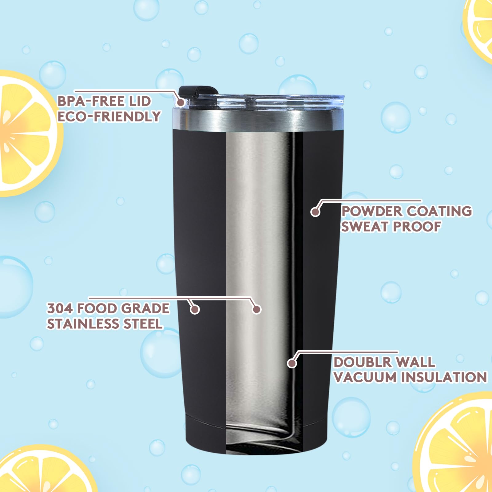 Dongni 20oz Tumbler Bulk Stainless Steel Vacuum Insulated Tumblers with Lid Double Wall Travel Mug Powder Coated Coffee Cup, Suitable for Ice Drinks and Hot Beverage（Mix 12 pack）