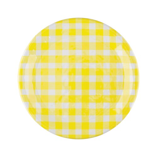 UPware 12 Piece Gingham Melamine Dinnerware Sets, Outdoor Dishes Set, Plates and Bowls Sets, Service for 4, Yellow