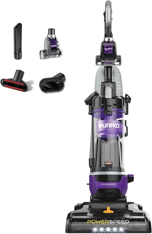 Eureka PowerSpeed NEU202 Lightweight Upright Vacuum - Automatic Cord Rewind, Purple Carpet & Floor Cleaner