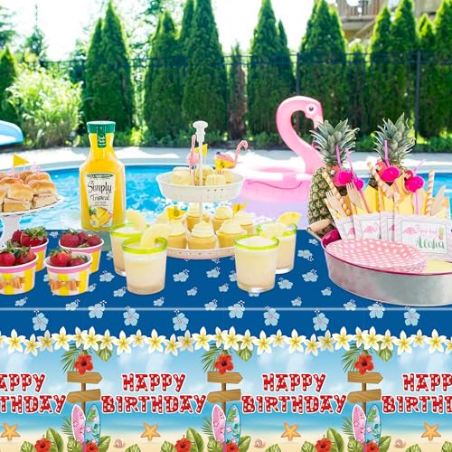 Hawaiian Luau Tablecloth Set - 3 Waterproof Disposable Covers 51" x 87"