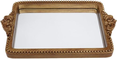 Hanna Roberts Vintage Gold Tray - Elegant Mirror Glass Base | Stylish Card Holder & Organizer (Gold)