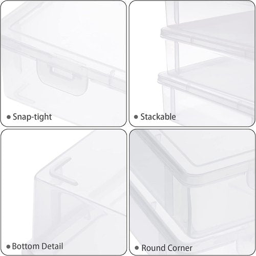 BTSKY Clear Plastic Storage Box - Multipurpose Craft Organizer with Flap Lid | 2 Pack Medium