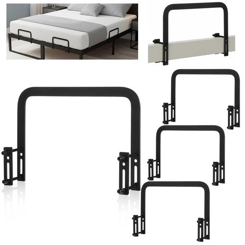 SHENLIU 4 Pack Mattress Slide Stopper, Metal Mattress Gripper Retainer Bar Mattres Stoppers to Prevent Sliding, Adjustable Non Slip Holder in Place Grippers for Metal Bed Frame, Black