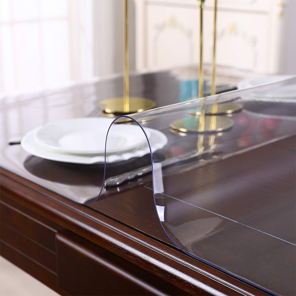 44 x 88 Inch Clear Table Cover Protector 1.5mm Thick Easy Clean PVC Plastic Desk Protector Crystal Desk Mat Waterproof Table Cover for Dining Table or Office Desk Conference Table Kitchen Countertop