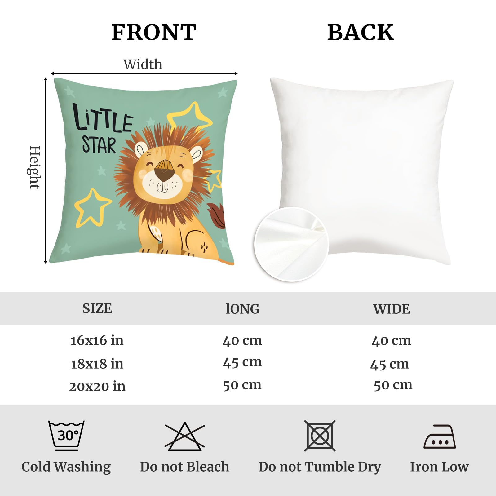 Joymaison Cartoon Animals Throw Pillow Covers 18x18 Inch Set of 4 Baby Elephant Giraffe Lion Monkey Cushion Pillow Case Nursery Home Decor for Kids Toddlers Teens