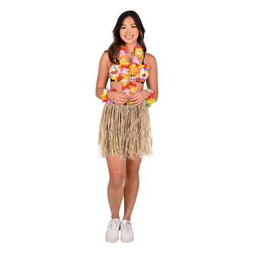 Beistle Kitchen Teen Raffia Hula Skirt For Luau Party Hawaiian Theme Costume Accessories, Natural