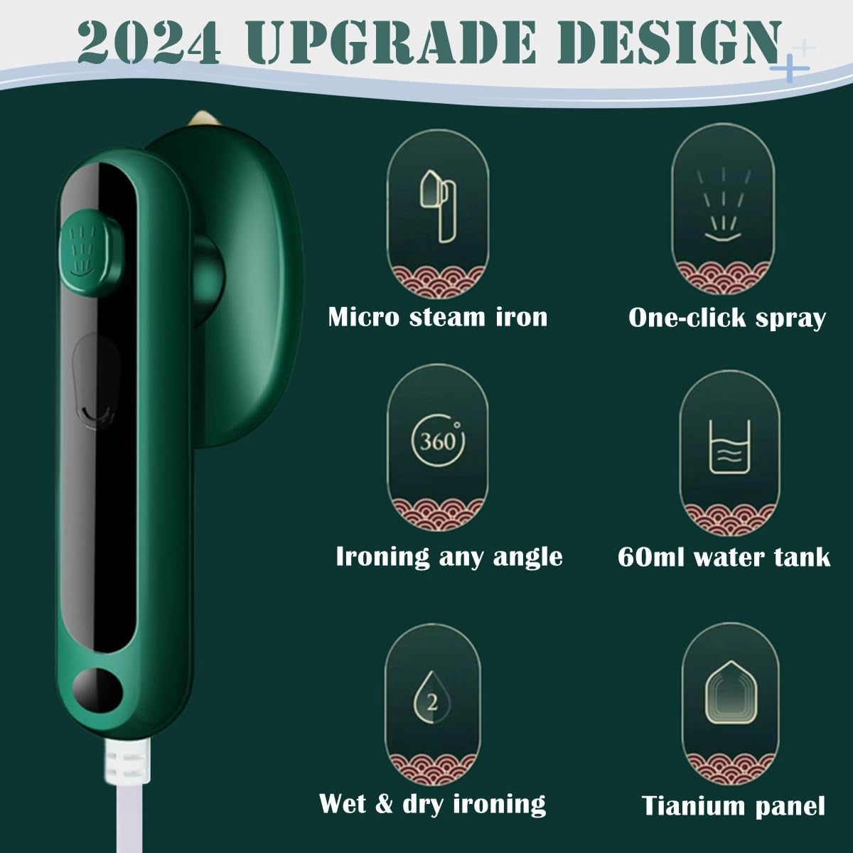 Skiennix Mini Travel Iron - Portable Iron for Clothes with Dry & Wet Ironing | Green Color