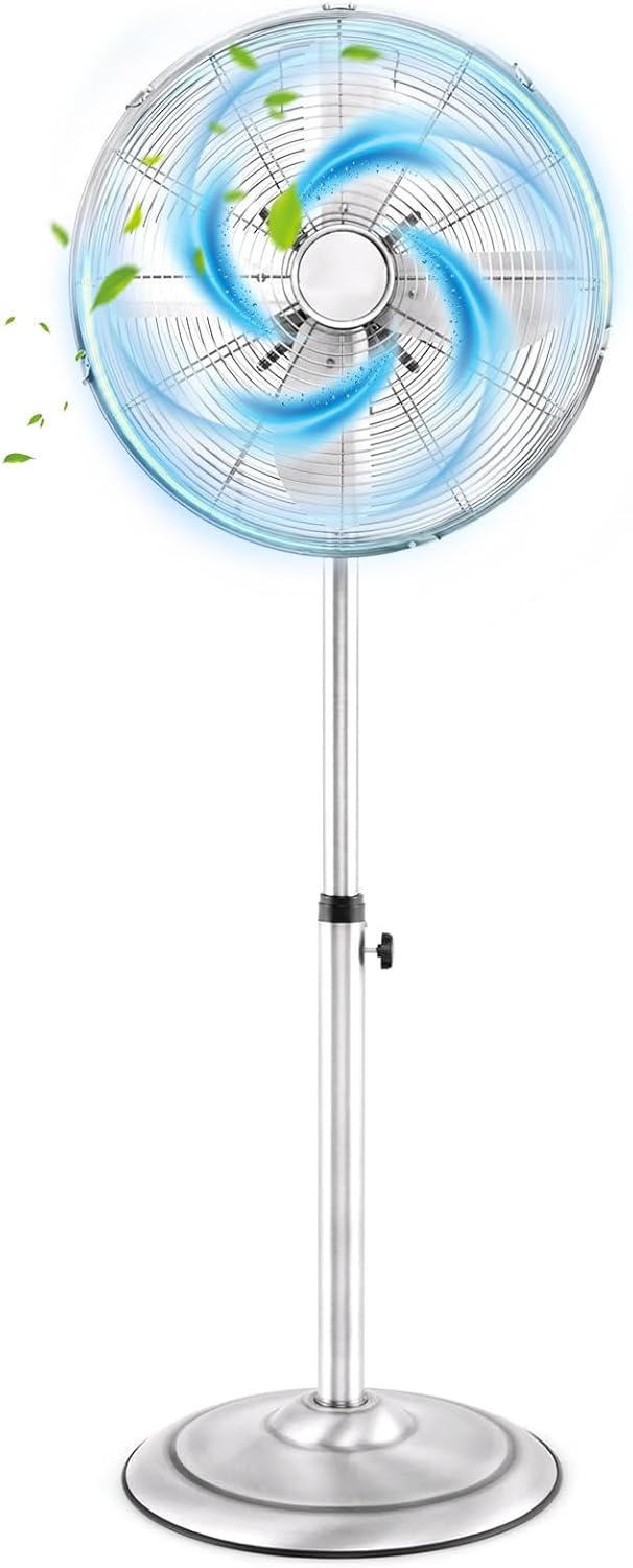 Tangkula 16-Inch Metal Pedestal Fan - Adjustable Height, 3 Speeds, 75° Oscillation | Ideal for Living Room & Office