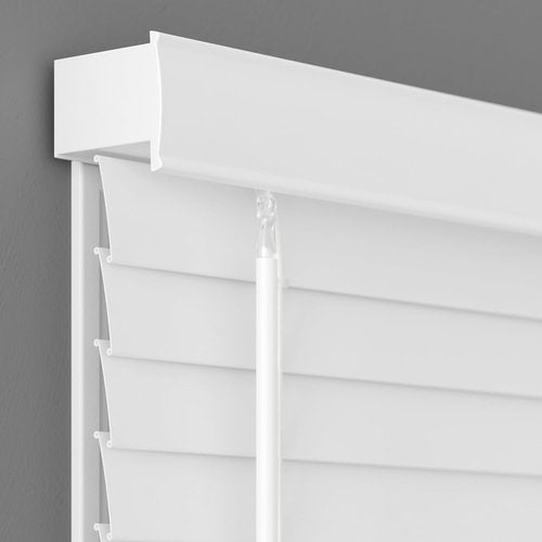 Lumino Cordless Flat Slat Faux Wood Window Blinds - Room Darkening, 18" W x 36" L, White