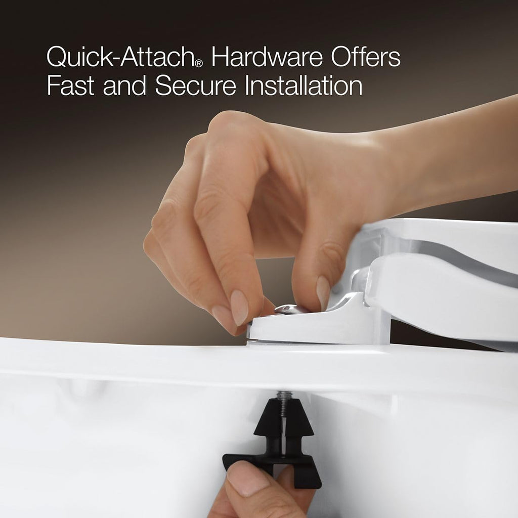 KOHLER K-7316-96 Cachet Quick-Release Round-Front Toilet Seat, Quick Attach Hardware, Easy to Clean, Color-Matched Plastic Hinges, Biscuit