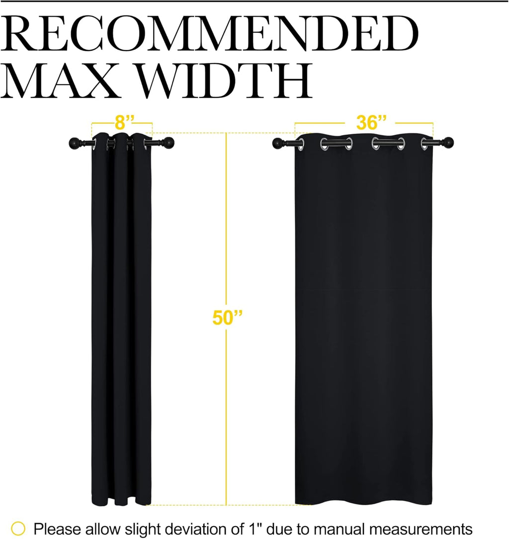 NICETOWN Blackout Curtains - Thermal Insulated Grommet Drapes for Autumn/Winter | Set of 2, 42"x50", Black