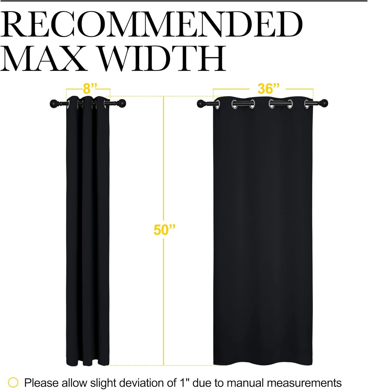 NICETOWN Blackout Curtains - Thermal Insulated Grommet Drapes for Autumn/Winter | Set of 2, 42"x50", Black