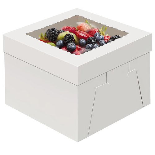 WINKIO 4 Pack Cake Boxes 12 Inch, Disposable Cake Transport Container, Cake Carrier, White Cake Holder with Large Window, for Bakery Cookies Pies Cupcakes Pastry (12×12×6 Inches)