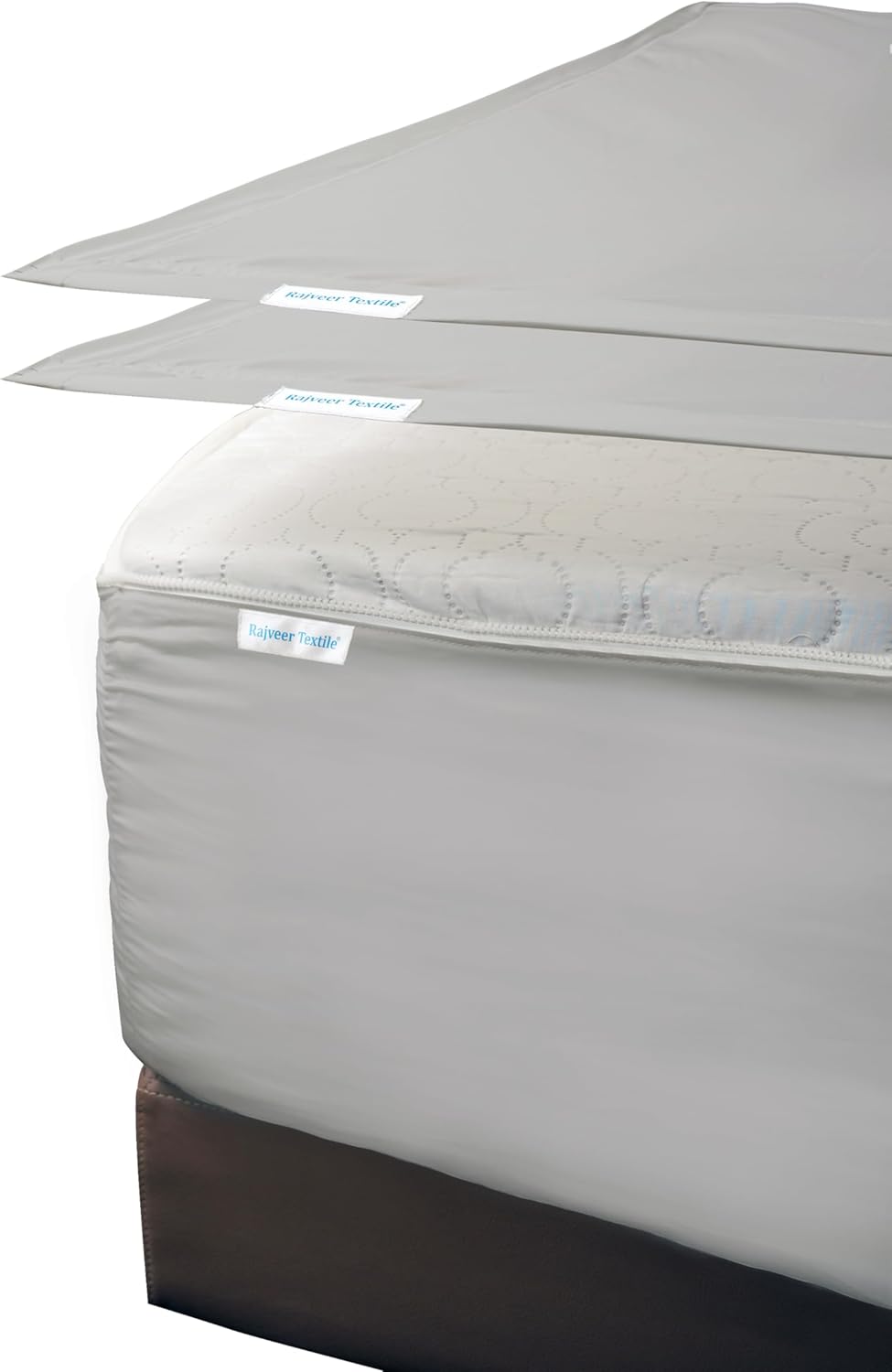 Zip On Fitted Sheet - Soft 600 TC Cotton | Easy Change Design, 18” Deep Pocket - Light Grey Queen Size