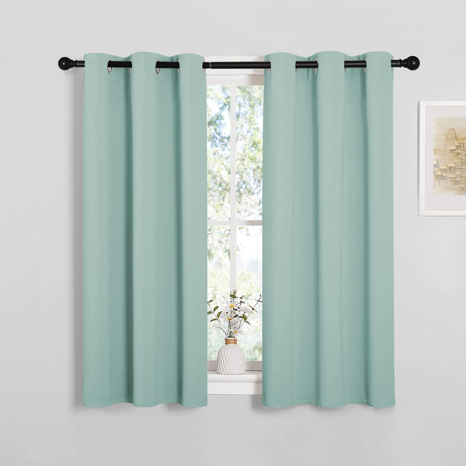 NICETOWN Aqua Blue Thermal Insulated Blackout Curtains - Room Darkening Drapes, Set of 2 (34x45 in)