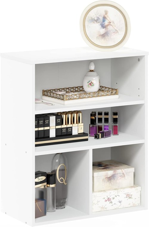 Furinno Pasir 3-Tier Display Bookcase - Stylish White Storage Solution for Home or Office