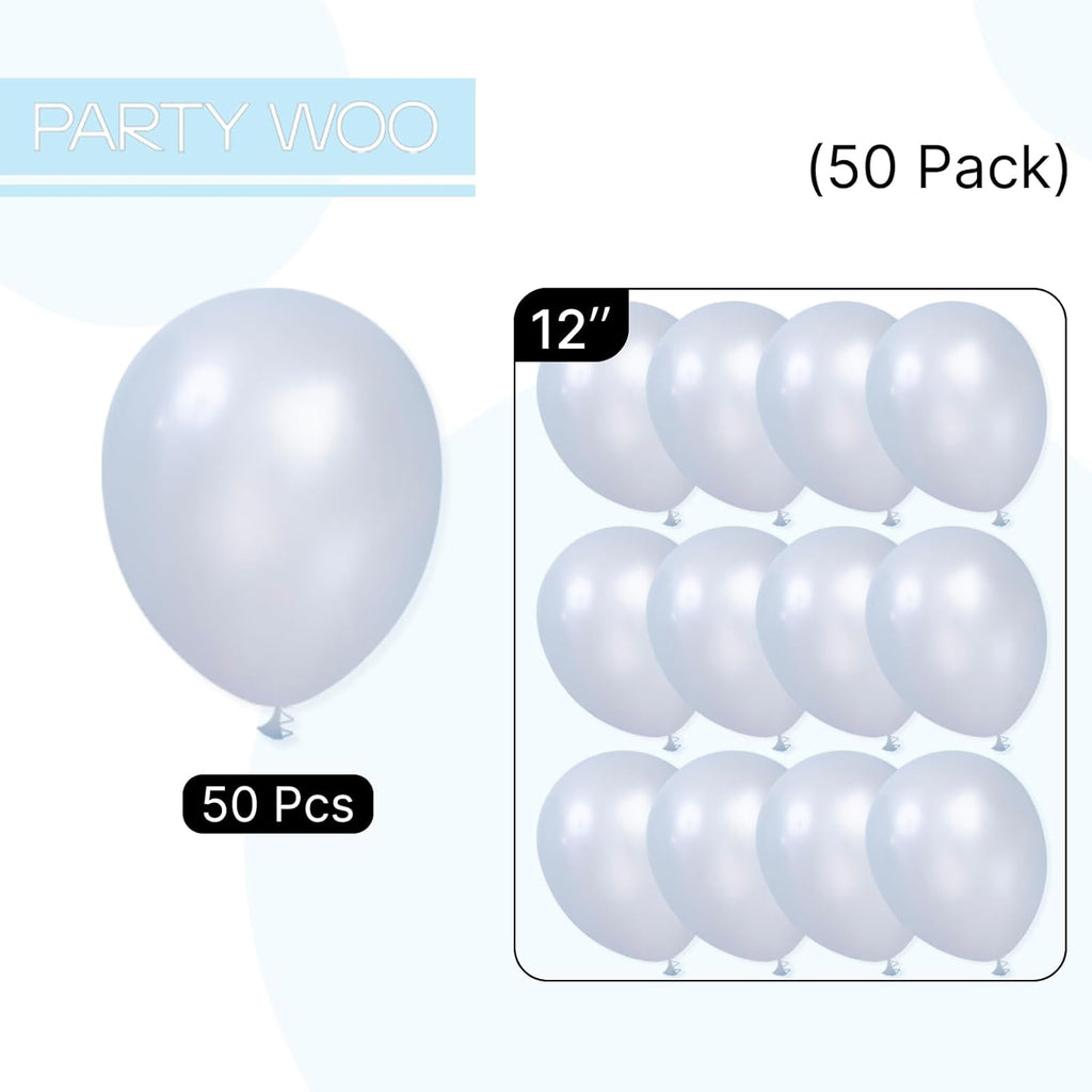 PartyWoo Pearl Light Blue Balloons - 50 Pcs 12 Inch Baby Pastel Blue for Graduation & Baby Showers