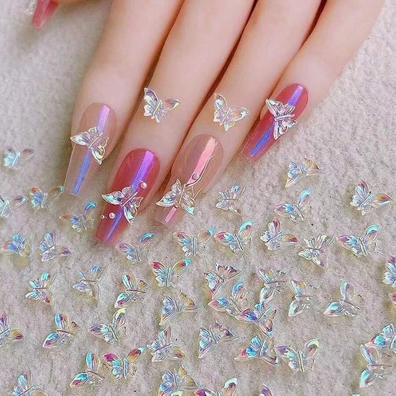 3D Butterfly Nail Charms Aurora Resin Gems for DIY Manicure 20PCS