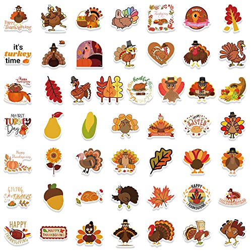 Thanksgiving Stickers Pack - 100 Waterproof Cute Fall Designs