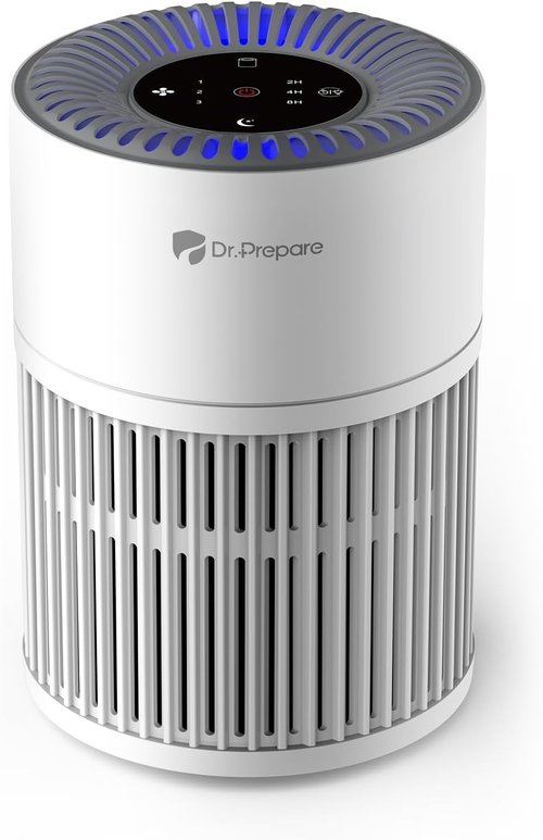Dr. Prepare Air Purifier - H13 HEPA Filter, 15 dB Sleep Mode & Night Light | Covers Up to 1075 ft²