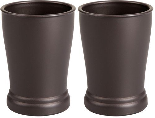 iDesign Tumbler Cup for Bathroom Organization, The Kent Collection, 3" x 3" x 4.25", Bronze (Pack of 2)
