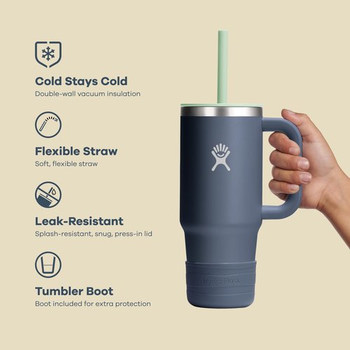 Hydro Flask Kids Tumbler for School - Stainless Steel and Insulated with Straw Cap - 24 Oz in Anemone Purple
