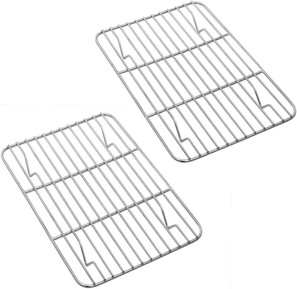 P&P CHEF Stainless Steel Cooling Baking Rack - Set of 2, Easy to Clean, 8.6" x 6.2", Silver