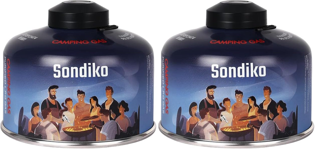 Sondiko Iso Butane Fuel Canister - 100g Pack of 2 | High-Efficiency Fuel for Camping Stoves
