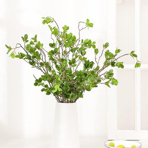HANDIC 6pcs Faux Stems Artificial Branches for Vase Greenery Stems Faux Branches for Vase Plant Artificial Eucalytus Branches Plants (45"/Each Branch) (6, Green)