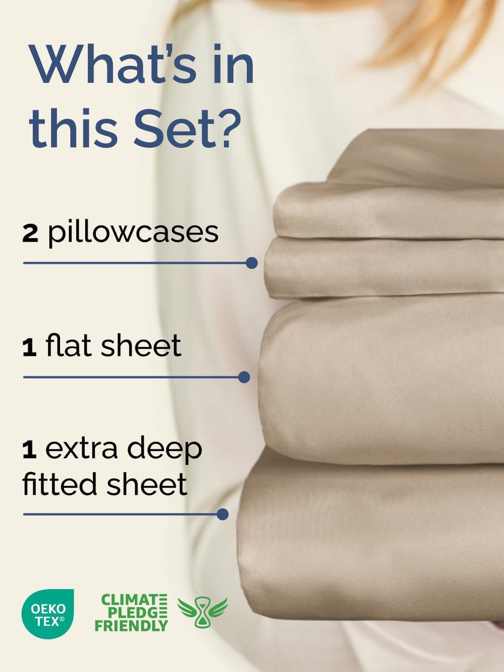 Skiennix Extra Deep Twin Sheet Set | 4-Piece Breathable Cooling Bedding - Soft, Wrinkle-Free Comfort - Cream