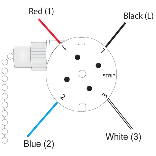 ZE-208S ZH E89885 Pull Chain Ceiling Fan Switch Repair Kit Replacement 3 Speed 4 Wire 3 Way 4 Position Rotary Motor Controller 3A 250VAC 6A 125VAC for Ceiling Fans, Floor Fans, Appliances - Brass
