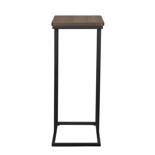 Household Essentials Jamestown C-Shaped for Accessiblity Side End Table Mid Century Walnut Wood Grain and Black Metal