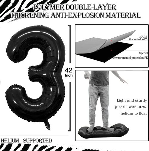 GOER Jumbo 42-Inch Number 23 Balloons - Black Foil Helium Decorations for 23rd Birthday Party