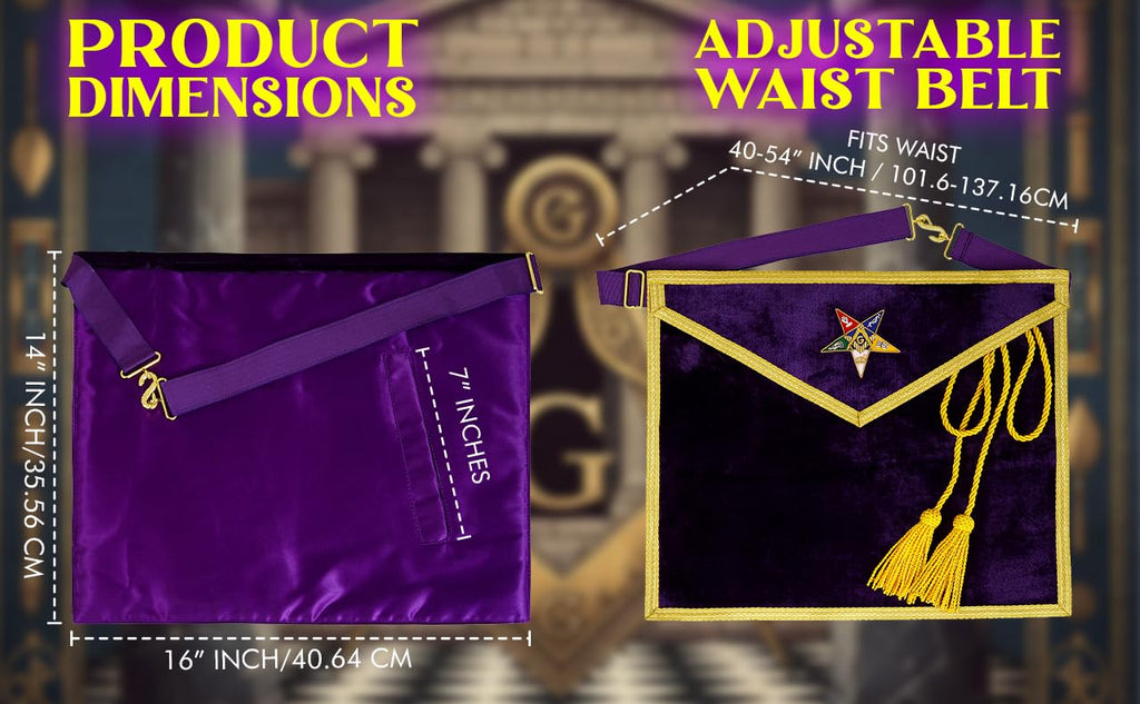 OES WORTHY PATRON/MATRON MASONIC APRON - PURPLE VELVET - HAND MADE OES STAR