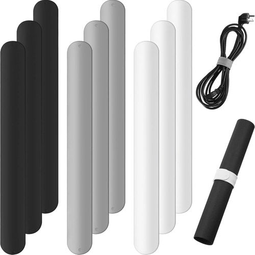 Cunhill Wrapping Paper Holder Clips - 9 Silicone Covered Metal Slap Bands for Gift Wrapping & Home Organization | White, Black, Grey