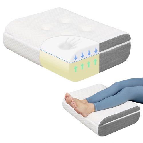 baibu Leg Elevation Pillow, Dual-Layer Design Knee Pillow for Back Sleeping, Leg Elevating Pillow to Raise Feet for Circulation, Knee Support, Leg Elevation, Back Pain Relief, 1PC, White