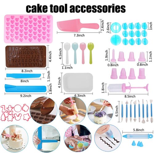 ake Decorating Kit, 672 Pcs Cake Decorating Supplies With Cake Carrier Holder Springform Pan Sets 3-Layer Toolbox Organizer Icing Piping Nozzles Cake Rotating Turntabl Baking Supplies Set Tools