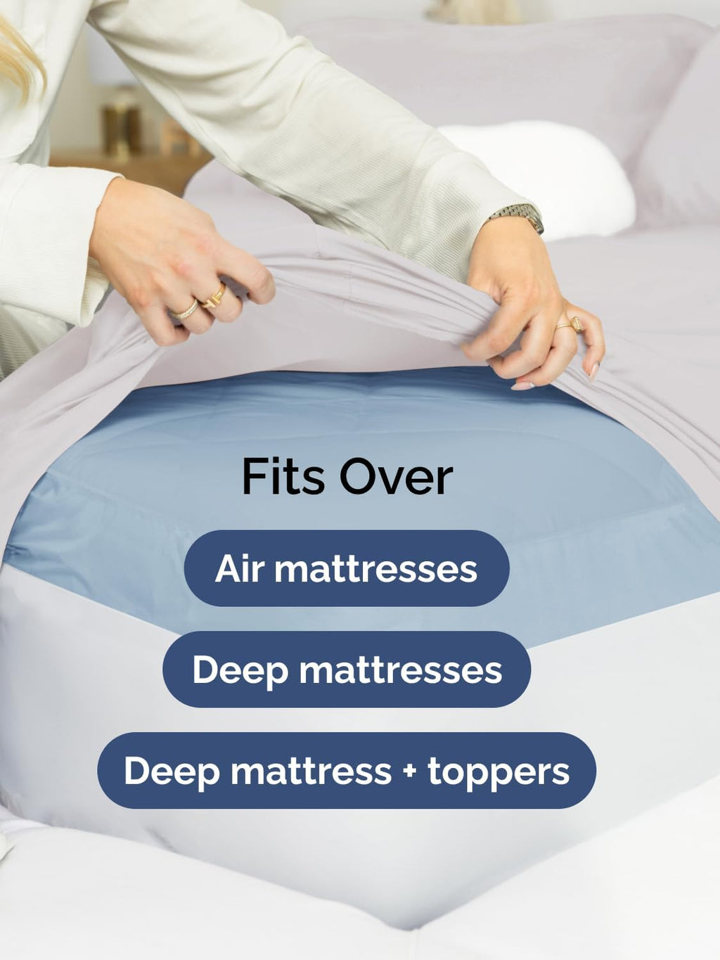 Skiennix Extra Deep Full Sheet Set - 6 Piece Breathable Cooling Sheets - Hotel Luxury Bedding in French Grey
