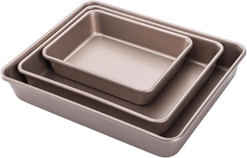 Dicunoy Nonstick Deep Baking Pans Set of 3 | Heavy Duty Carbon Steel Bakeware - 8, 11, 12 Inch Sizes