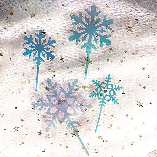 4Pcs Acrylic Snowflake Cake Toppers for Winter & Christmas Desserts