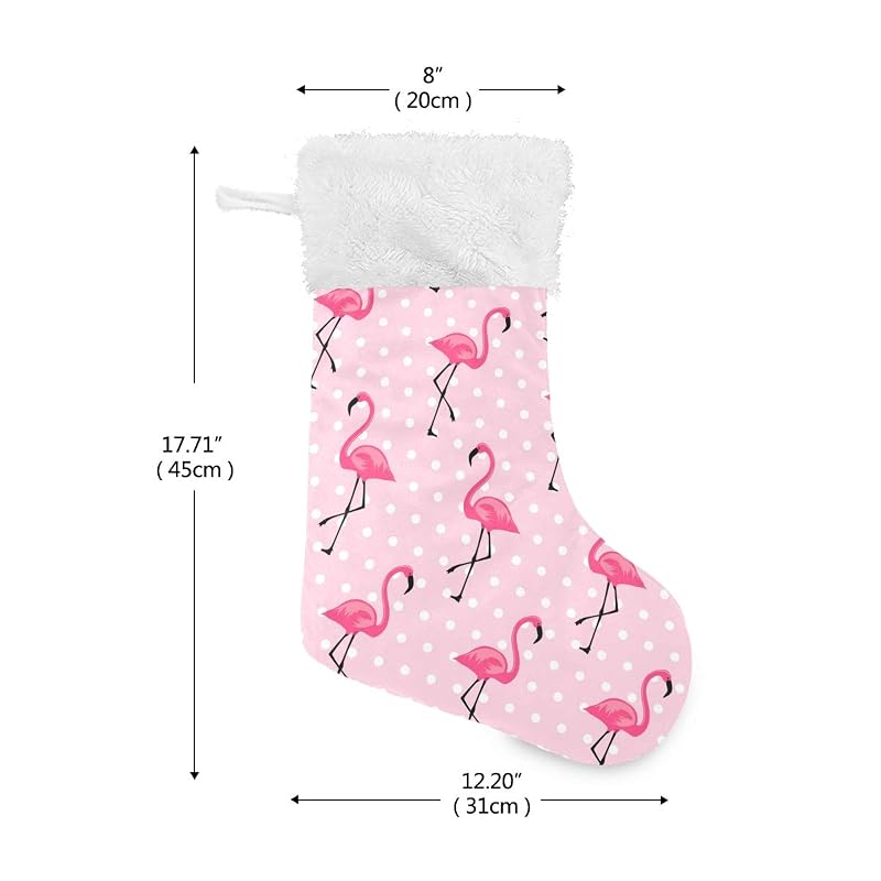 Stocking 17.7 Inch White Dots Flamingo Christmas Stocking - 1 Pack, Blueangle