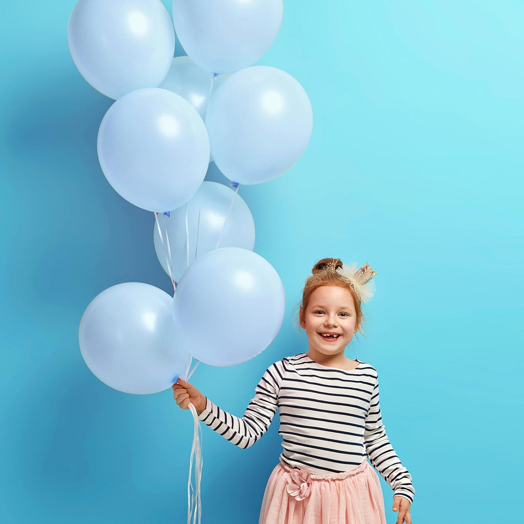 RUBFAC Pastel Blue Balloons - 129-Piece Set in Various Sizes for Birthday, Baby Shower & Wedding Decor